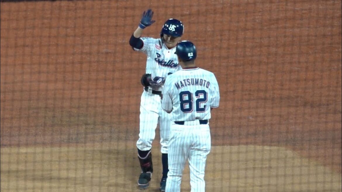 山崎晃大朗の第4打席！ヒットで出塁！東京ヤクルトスワローズ 2024/10/03