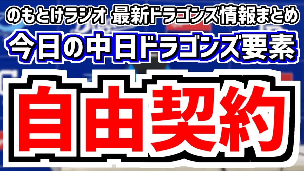 12月2日(月)　のもとけラジオ/今日の中日ドラゴンズ要素　ライデル・マルティネスら自由契約に 保留者名簿公示、現役ドラフト1週間後開催へ、井上監督 新外国人ボスラーへの期待は、アジアウインターリーグ