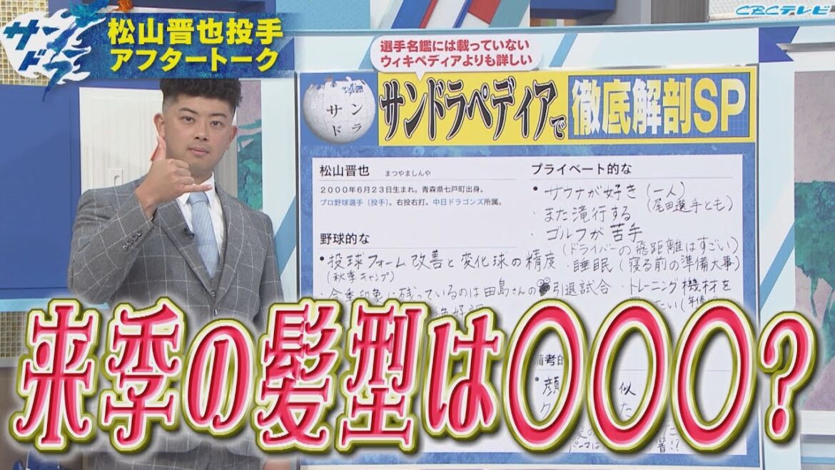 【サンドラアフタートーク】最優秀中継ぎ投手にも輝いた松山晋也が登場！サンドラペディア作成で徹底解剖！？来季の髪型は！？