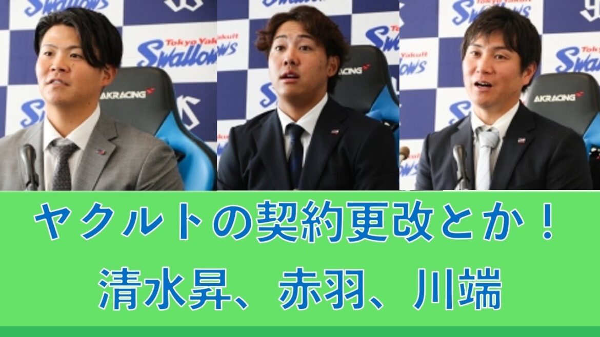 ヤクルトの契約更改とか！清水昇、赤羽由紘、川端慎吾 20241203