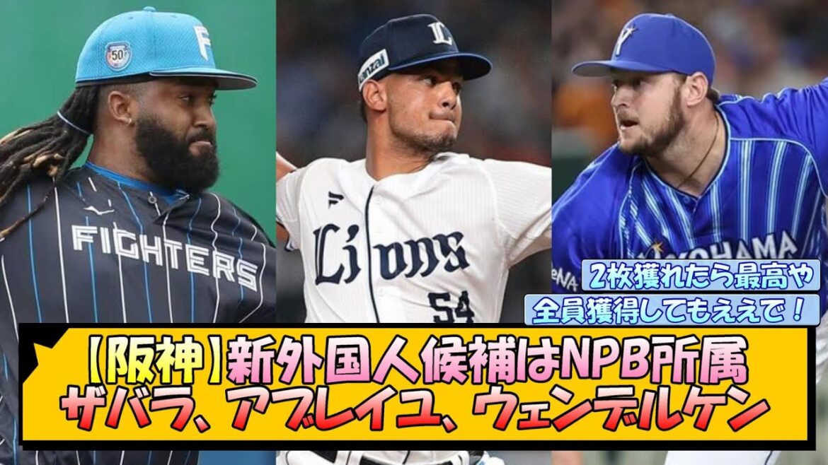 【阪神】新外国人候補はNPB所属 ザバラ、アブレイユ、ウェンデルケン【なんJ/2ch/5ch/ネット 反応 まとめ/阪神タイガース/藤川球児】