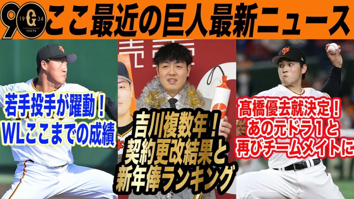 【巨人】吉川尚輝2億円3年契約でほぼ全選手契約更改終了！WLで無双する若手投手！退団した選手の去就　年俸ランキング　　読売ジャイアンツ
