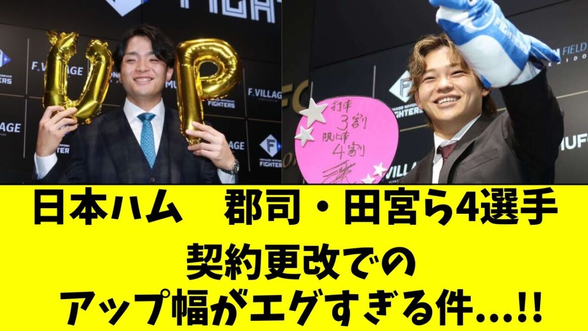【日ハム】大ブレイクした４人がエグい大幅アップで契約更改