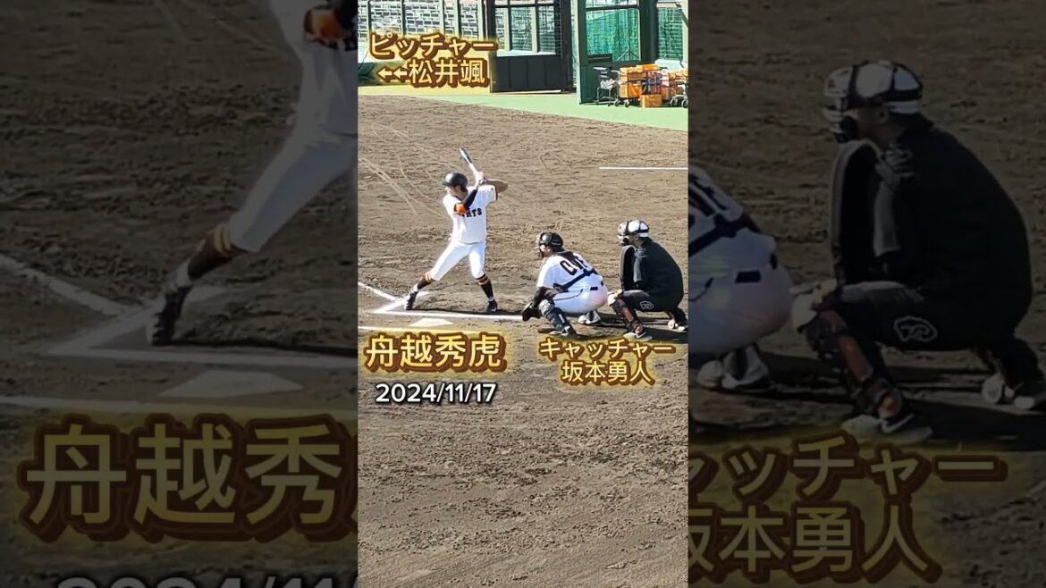 【GIANTS】 #舟越秀虎 051のシートバッティングの打席で三振 ピッチャーは松井颯 #shorts #巨人 #ジャイアンツ #プロ野球