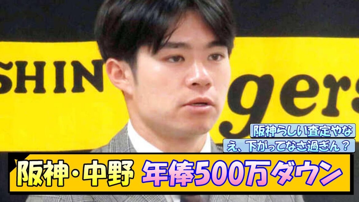 阪神・中野 年俸500万ダウン【なんJ/2ch/5ch/ネット 反応 まとめ/阪神タイガース/藤川球児】