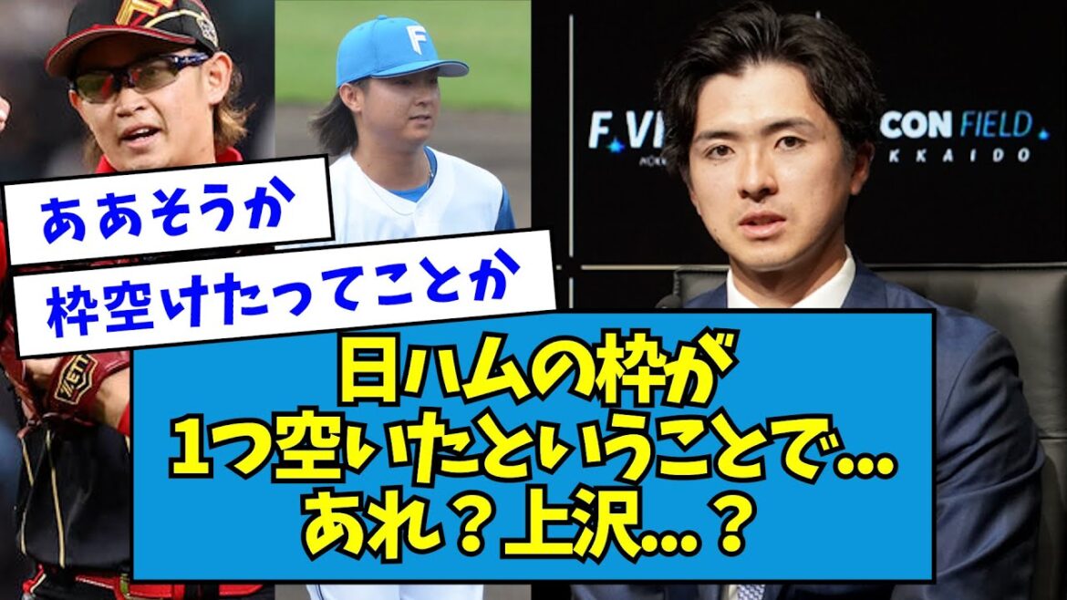 【ついに】日ハムの枠が1つ空いたということで...あれ？上沢...？【なんJ反応】