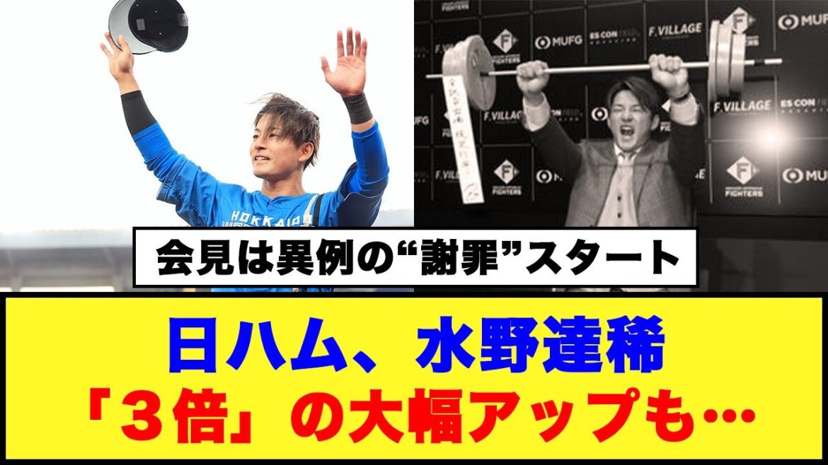 【会見は異例の“謝罪”スタート】日ハム、水野達稀「３倍」の大幅アップも…#日ハム #水野達稀 #今川優馬