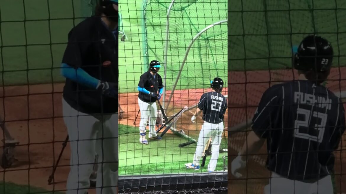 2024年9月4日　　 #田宮裕涼  #伏見寅威 捕手2人でゆあビーム✌️試合前練習中