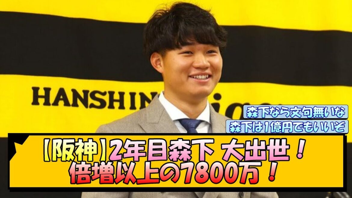 【阪神】2年目・森下翔太 大出世！倍増以上の7800万！【なんJ/2ch/5ch/ネット 反応 まとめ/阪神タイガース/藤川球児】