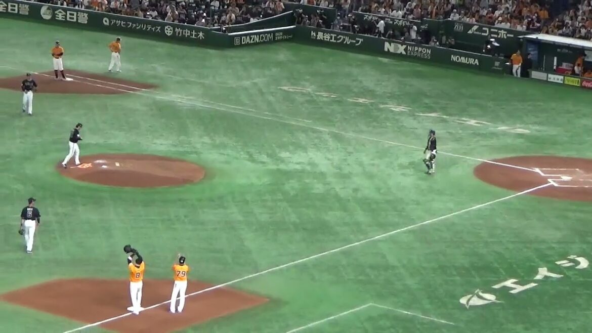 2024年6月9日　セ・パ交流戦　巨人対オリックス　7/9　6回裏　坂本勇人の犠牲フライで巨人が1点を返す