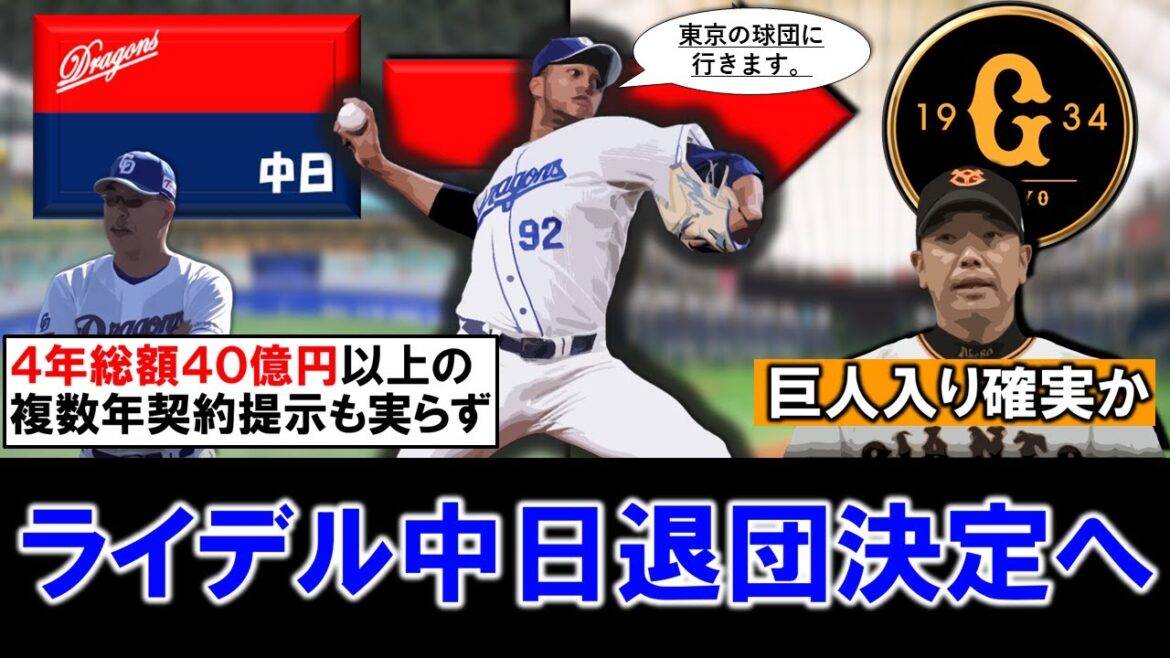 【これで無理なら仕方ない...？】守護神『ライデル・マルティネス』が中日退団決定へ！球団史上歴代最高額となる総額４年４０億円以上の超大型契約を提示も実らずに、巨人移籍決定的へ...