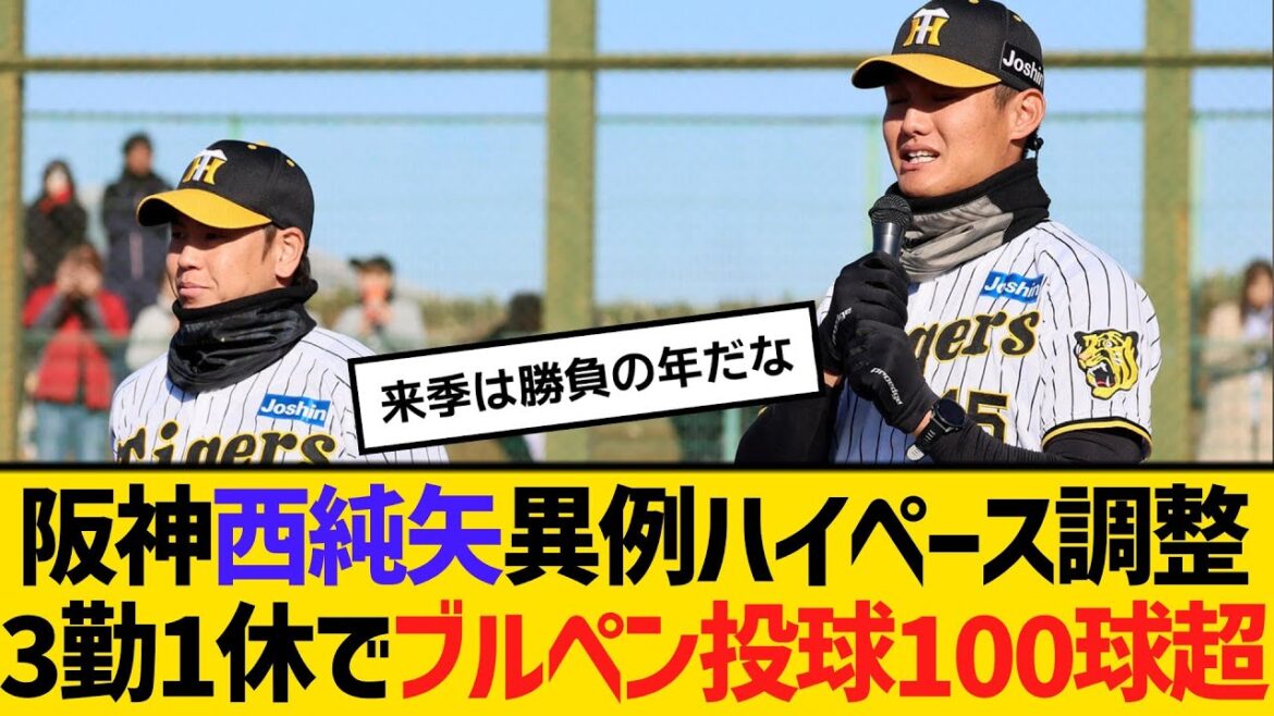 阪神・西純矢、開幕ローテへ異例のハイペース調整、3勤1休でブルペン投球100球超　【ネットの反応】【反応集】