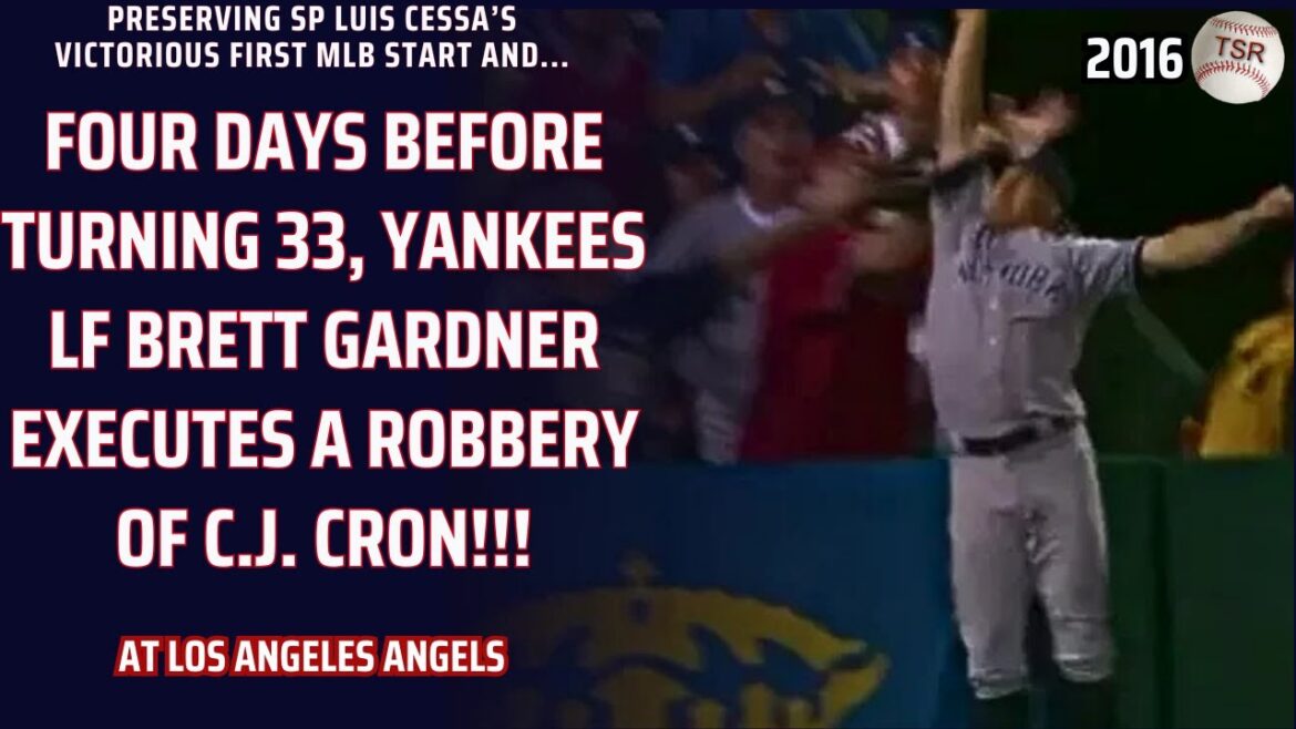 Yankees LF Brett Gardner ROBS C.J. Cron At (Over) The Wall