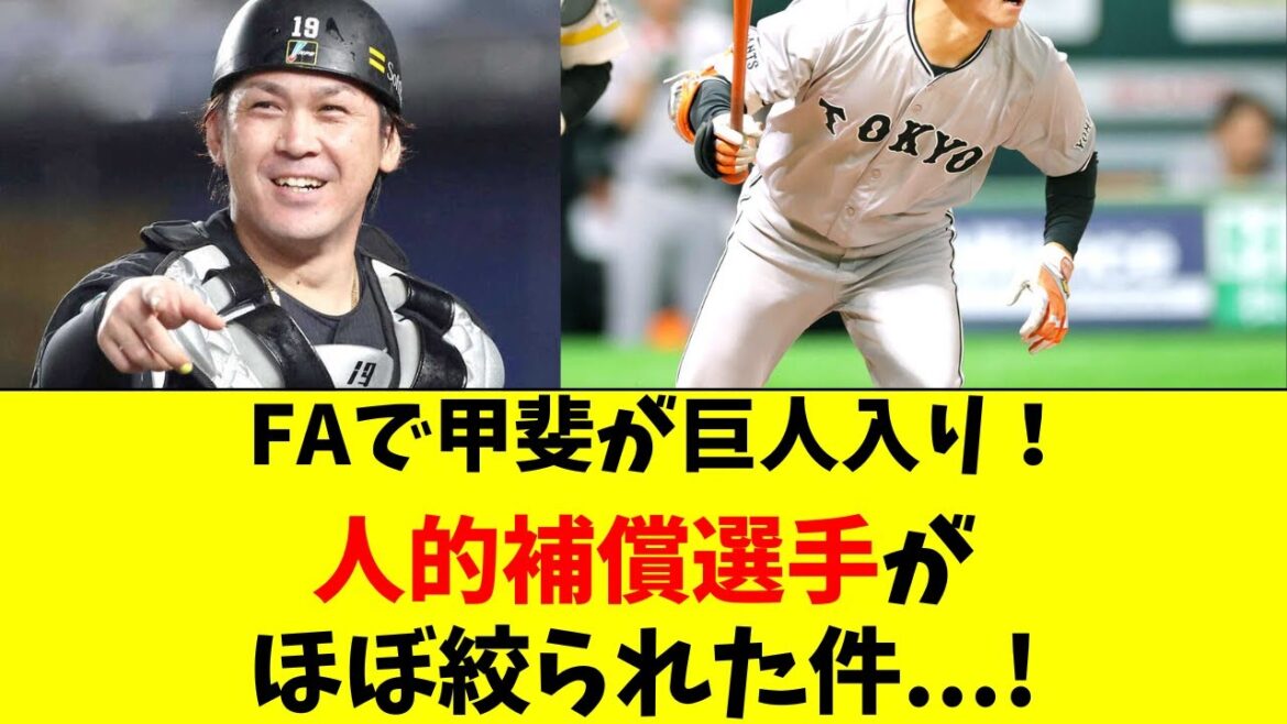FAで甲斐が巨人入り！人的補償選手がほぼ絞られた件!!!