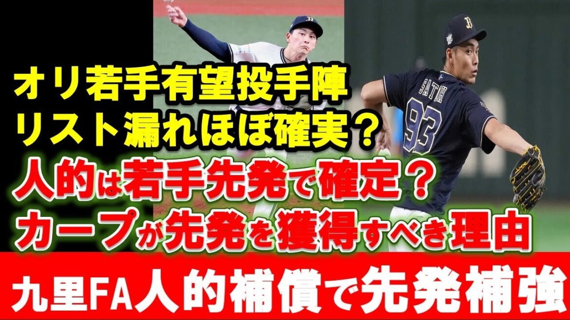 【人的補償】九里FAの補償はオリ若手投手陣で決まり！獲得できたら最高の選手は？カープが先発補強するべき理由【広島東洋カープ】