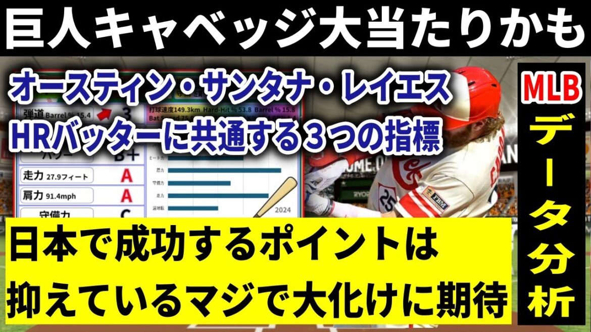 巨人獲得のキャベッジは大当たり選手だった？オースティンやレイエスらHRバッターと共通する3つの指標は日本で成功するカギに