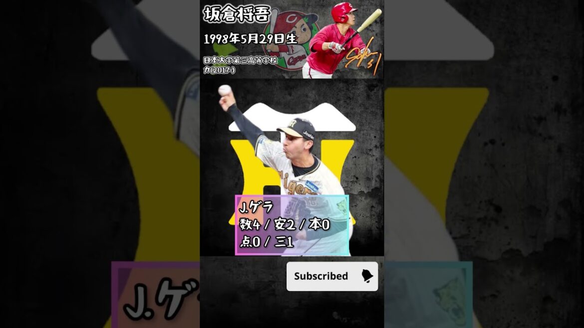 【対戦成績】坂倉将吾VS阪神タイガース【2024年度】#shorts #プロ野球 #坂倉将吾     #広島東洋カープ    #阪神タイガース