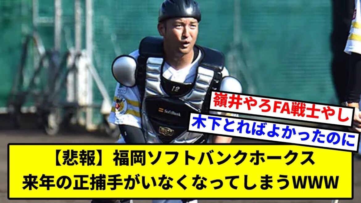 【悲報】福岡ソフトバンクホークス来年の正捕手がいなくなってしまうWWW【福岡ソフトバンクホークス】【なんJ】【なんG】【プロ野球反応集】【5ch】【2ch】