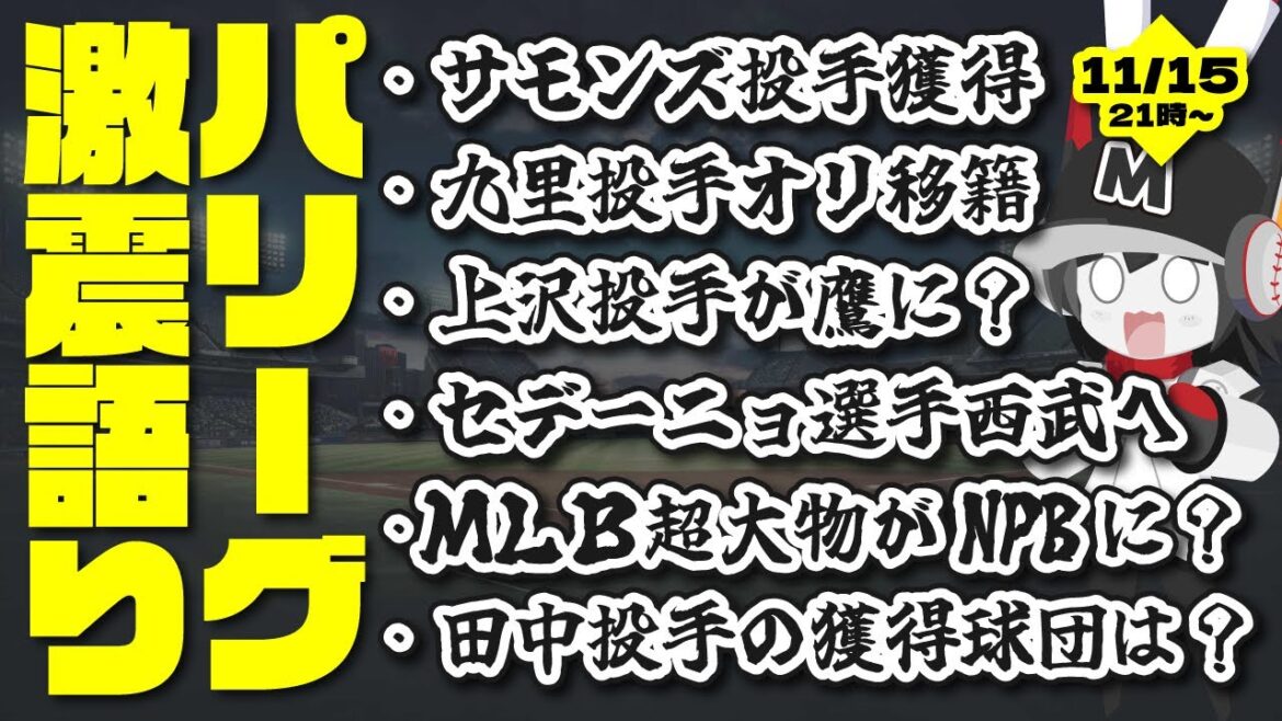 【パリーグ激震】戦力補強がヒートアップした1週間‼ 激熱の年末ストーブリーグ語り配信‼ 【パリーグ激震】戦力補強がヒートアップした1週間‼ 激熱の年末ストーブリーグ語り配信‼