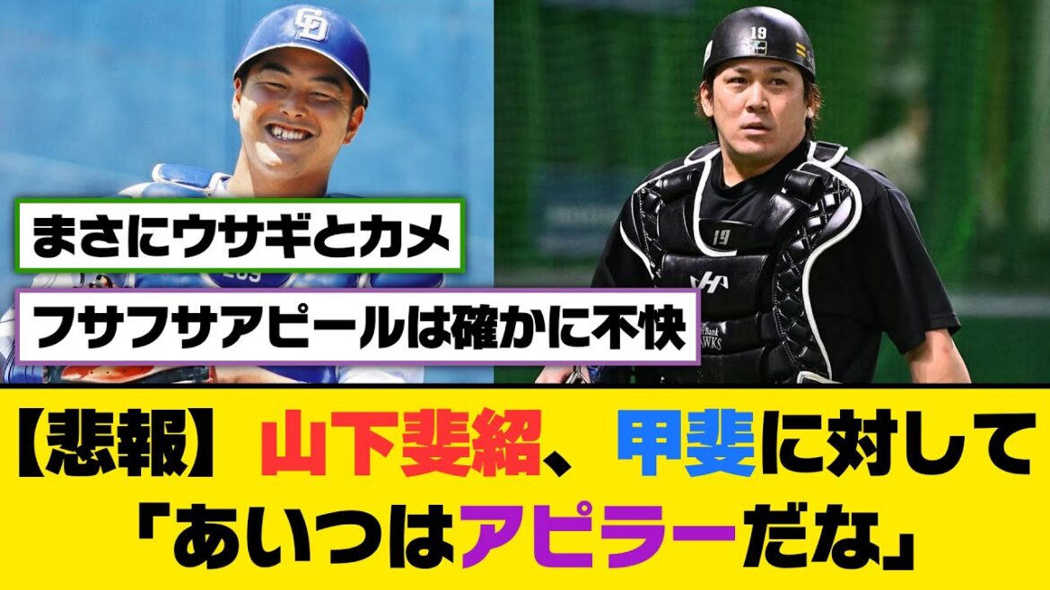 【悲報】山下斐紹、甲斐に対して「あいつはアピラーだな」【5ch/2ch】【なんj/なんg】【反応集】