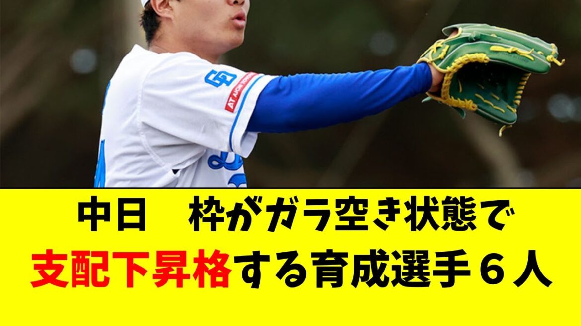 【中日】来季、育成から支配下に昇格する６選手！！