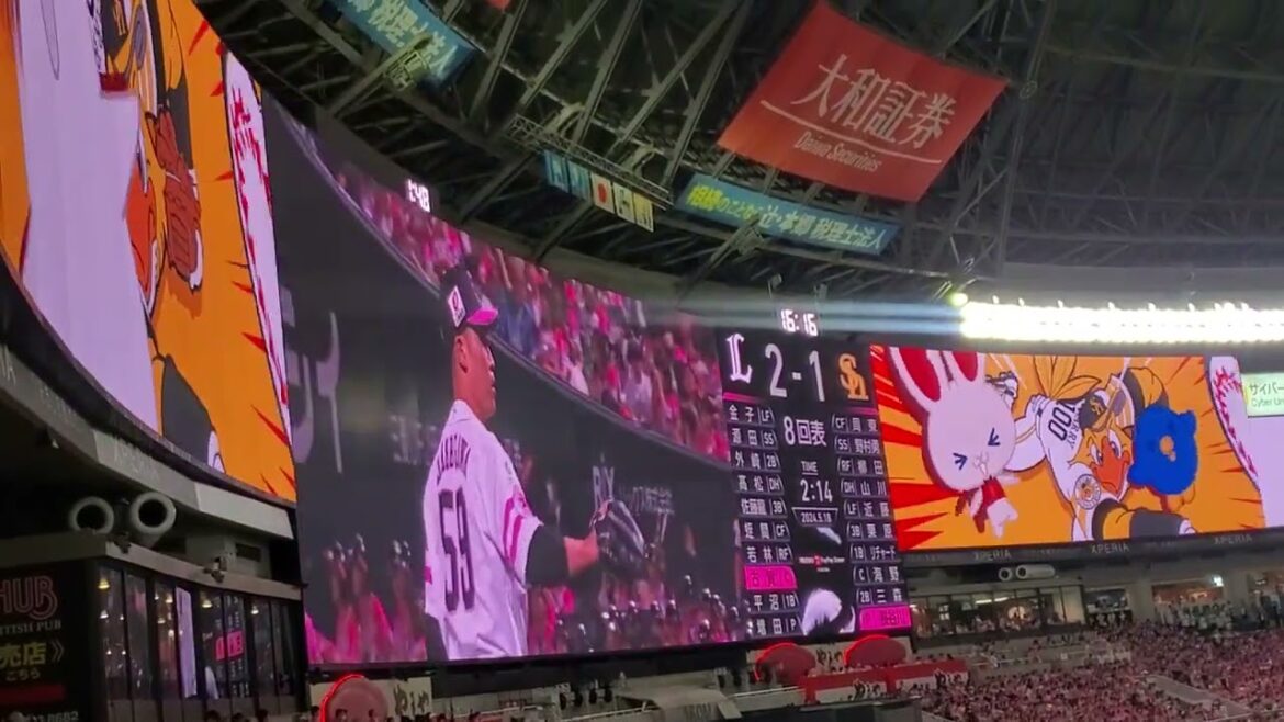 20240518　長谷川威展が登板！　8回表　福岡ｿﾌﾄﾊﾞﾝｸﾎｰｸｽ　中継ぎ投手@みずほPayPayﾄﾞｰﾑ福岡･外野ﾚﾌﾄ ﾋﾟﾝｸﾌﾙﾃﾞｰ