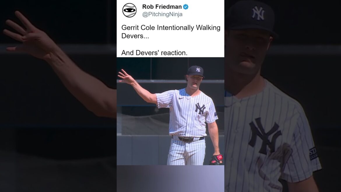 Gerrit Cole intentionally walking Devers...and Devers' Reaction. LOL