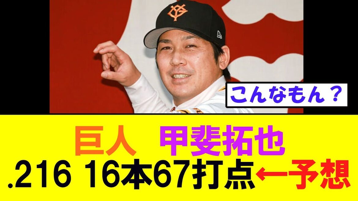 【巨人】甲斐拓也 打率216 16本 67打点←こんなもん？