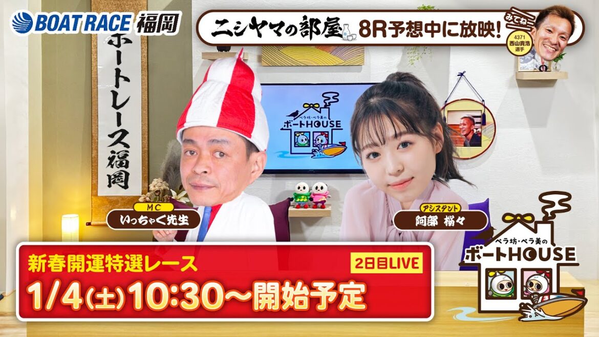 【1月4日】ペラ坊・ペラ美のボートHOUSE:新春開運特選レース【2日目】 【1月4日】ペラ坊・ペラ美のボートHOUSE:新春開運特選レース【2日目】