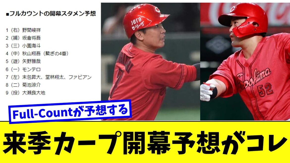 Full Countが予想する来季カープの開幕スタメンが発表される