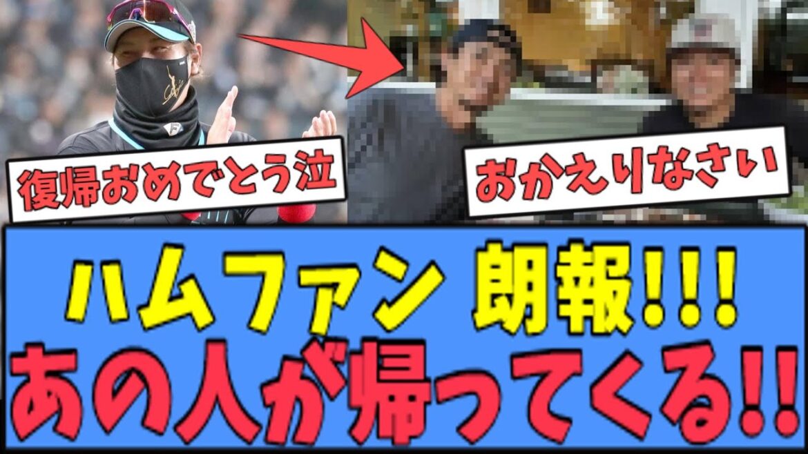 【ハムファン涙】来季チームスタッフで"あの人"が帰ってくるｗｗｗ