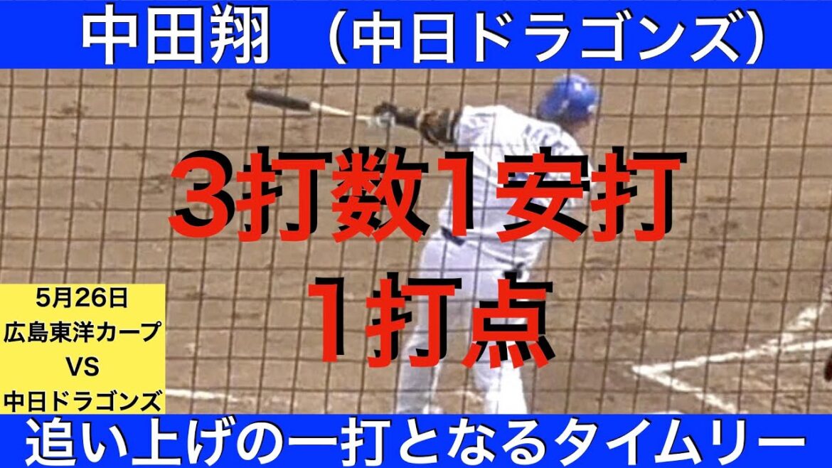 中田翔(中日ドラゴンズ)3打数1安打1打点