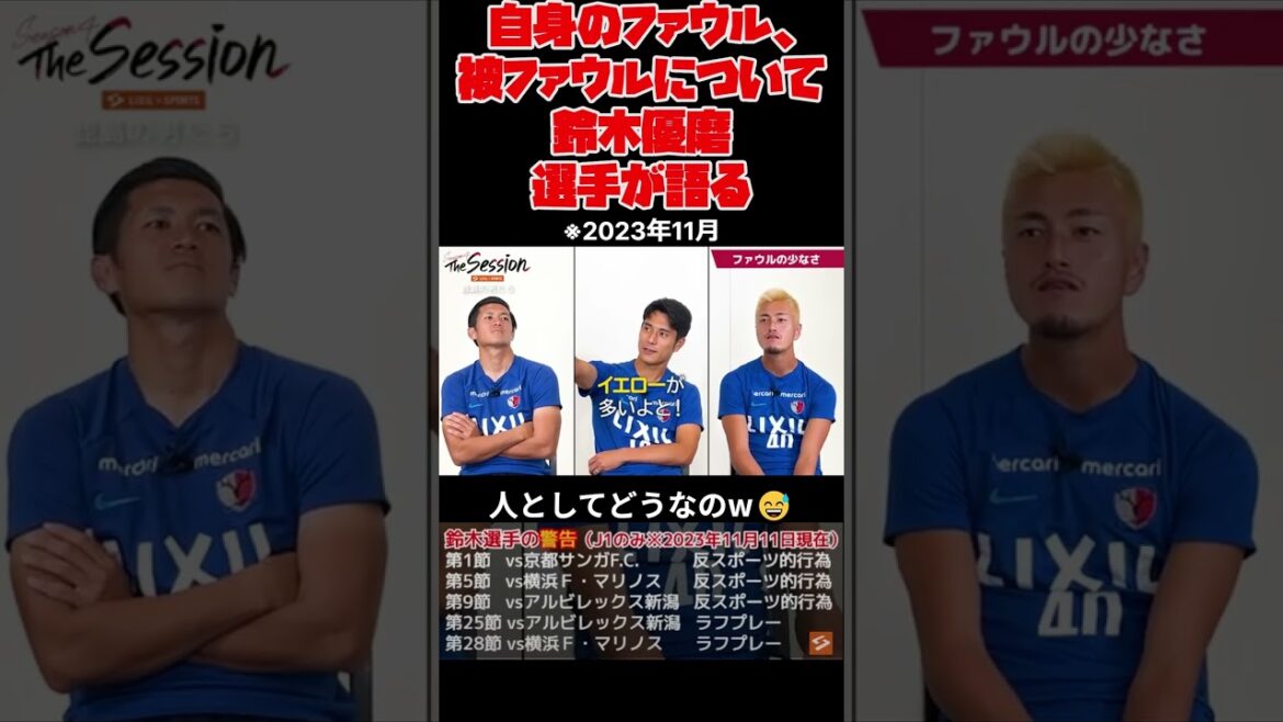 自身のファウル、被ファウルについて語る鈴木優磨選手w