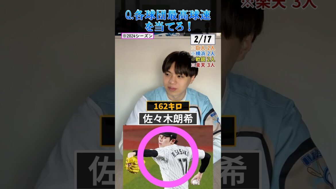【プロ野球クイズ】各球団・2024年最高球速投手を当てろ！ #プロ野球 #野球 #巨人 #阪神タイガース #千葉ロッテマリーンズ