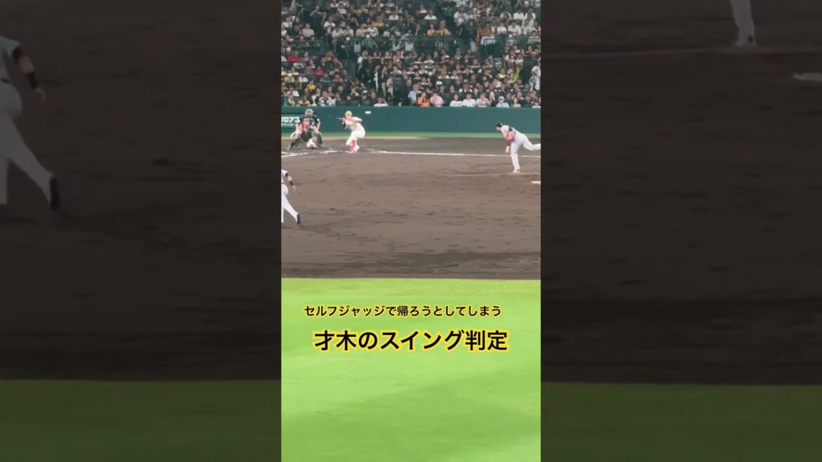#菅野智之 #才木浩人 バントのスイング判定 セルフジャッジで帰ろうとするもノースイング