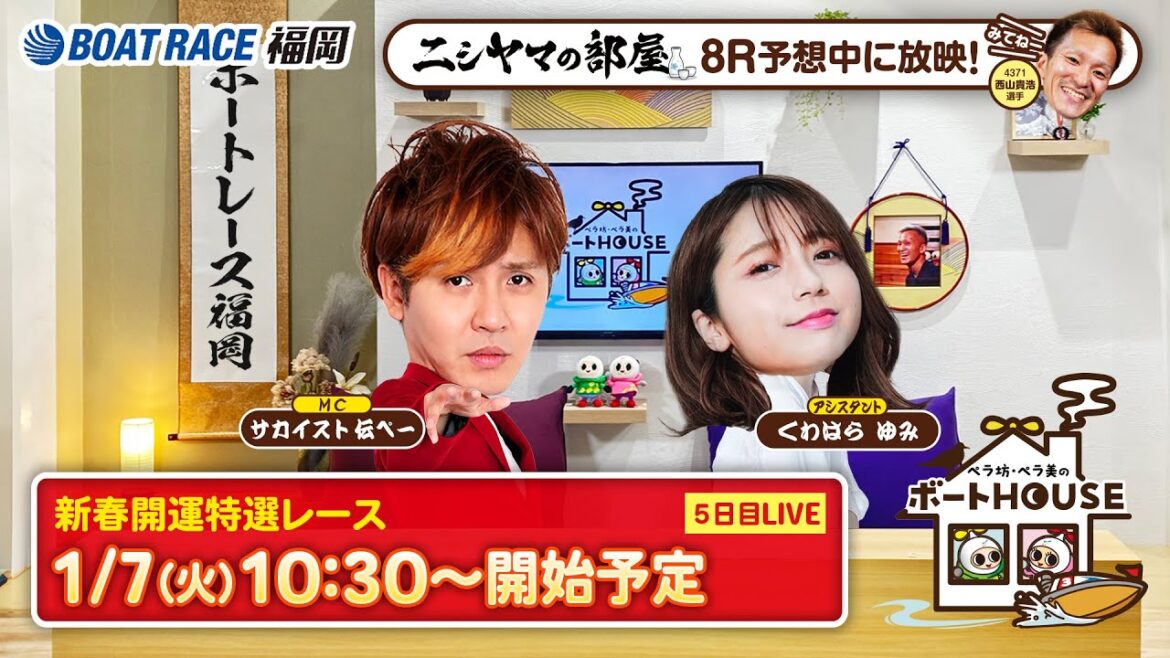 【1月7日】ペラ坊・ペラ美のボートHOUSE:新春開運特選レース【5日目】 【1月7日】ペラ坊・ペラ美のボートHOUSE:新春開運特選レース【5日目】
