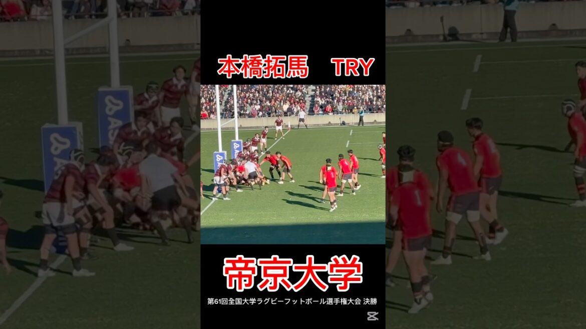 【進路は神戸へ】LO 本橋拓馬(帝京)トライ　早大vs帝京　第61回全国大学ラグビーフットボール選手権大会決勝　25.1.13