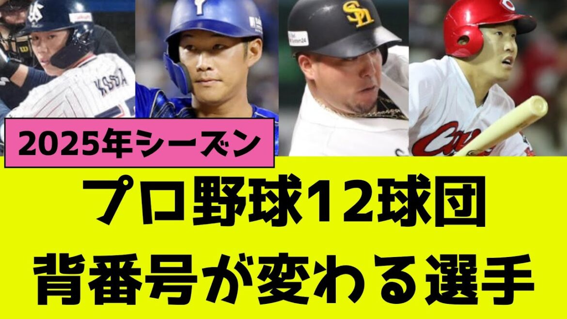 プロ野球12球団、2025年シーズンから背番号が変わる選手まとめ
