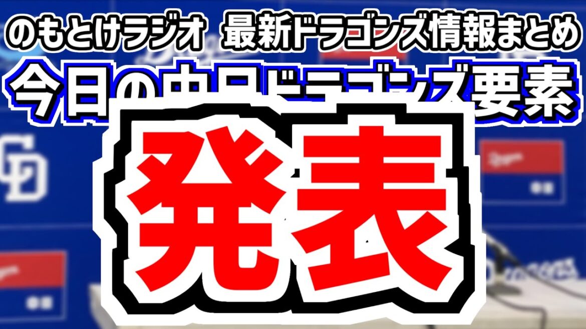 1月17日(金)　のもとけラジオ/今日の中日ドラゴンズ要素　発表！新外国人背番号 吉鶴憲治さんプロスカウト就任 金丸 吉田 石伊ら一部選手の沖縄春季キャンプ1,2軍振り分け、ファーム日程発表、自主トレ
