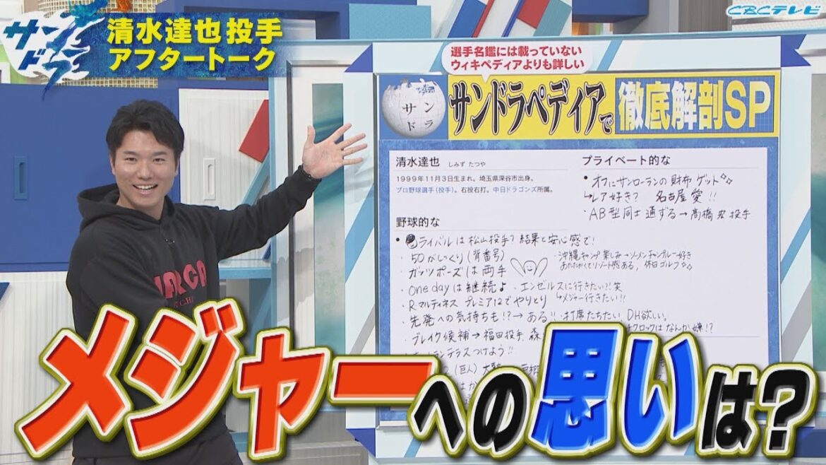 【サンドラアフタートーク】来季守護神候補の清水達也投手が登場！清水投手のメジャーへの思いとは・・・？