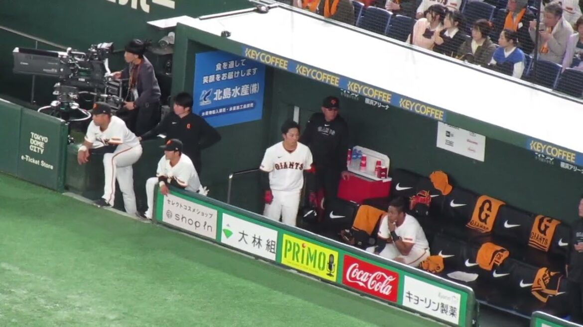 ジャイアンツ中々 涌井秀章を打てない時のベンチの岸田行倫や門脇誠などの様子（読売ジャイアンツ対 中日ドラゴンズ2024年4月24日）