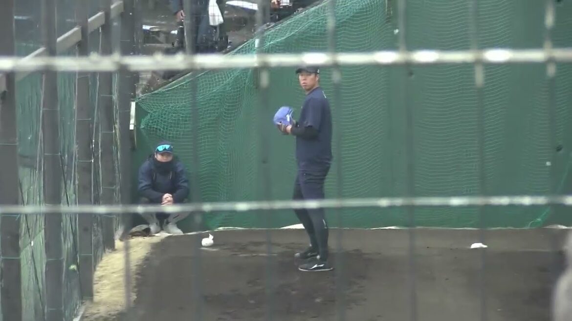【チーム青柳】青柳晃洋投手・村上頌樹投手・福田俊投手・岡留英貴投手 ? のブルペン投球練習 自主トレ 愛鷹球場 2025/1/19