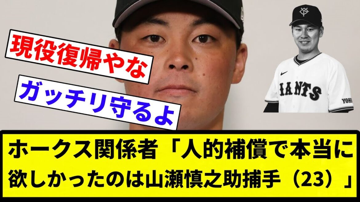 【ガッシリガード】ホークス関係者「人的補償で本当に欲しかったのは山瀬慎之助捕手（23）。残念ながらプロテクトされてた」【プロ野球反応集】【2chスレ】【なんG】