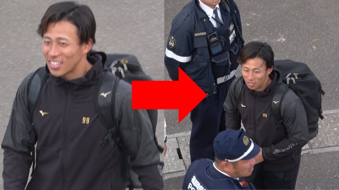 野村勇がイケメンスマイル爆発→福岡県警察に挟まれるWプロ野球福岡ソフトバンクホークス【神ファンサが粋】自主トレ2025@光陵グリーンスタジアム