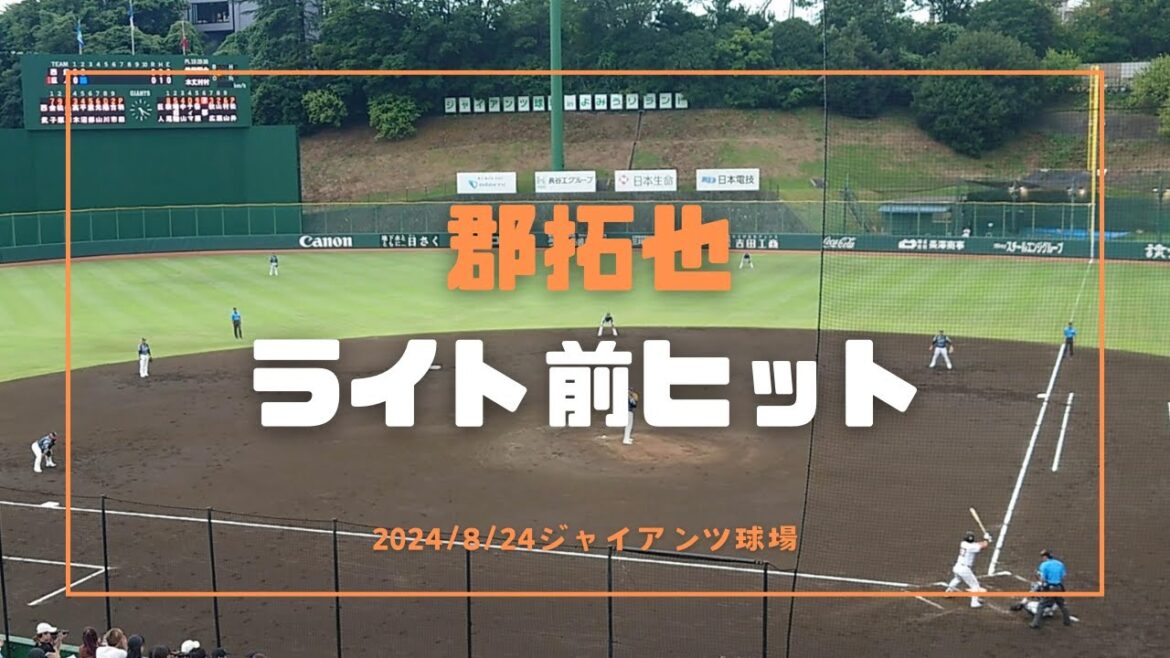郡拓也 ライト前ヒット 2024/8/24