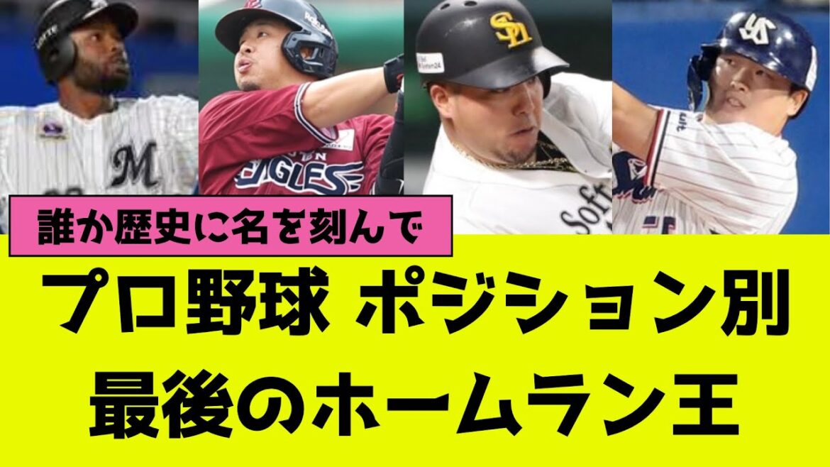 プロ野球、ポジション別最後のホームラン王