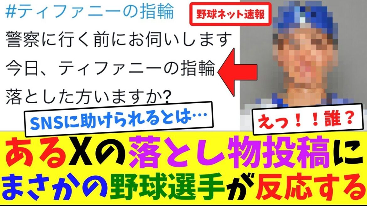 あるXの落とし物投稿にまさかの野球選手が反応する【ネット反応集】 あるXの落とし物投稿にまさかの野球選手が反応する【ネット反応集】