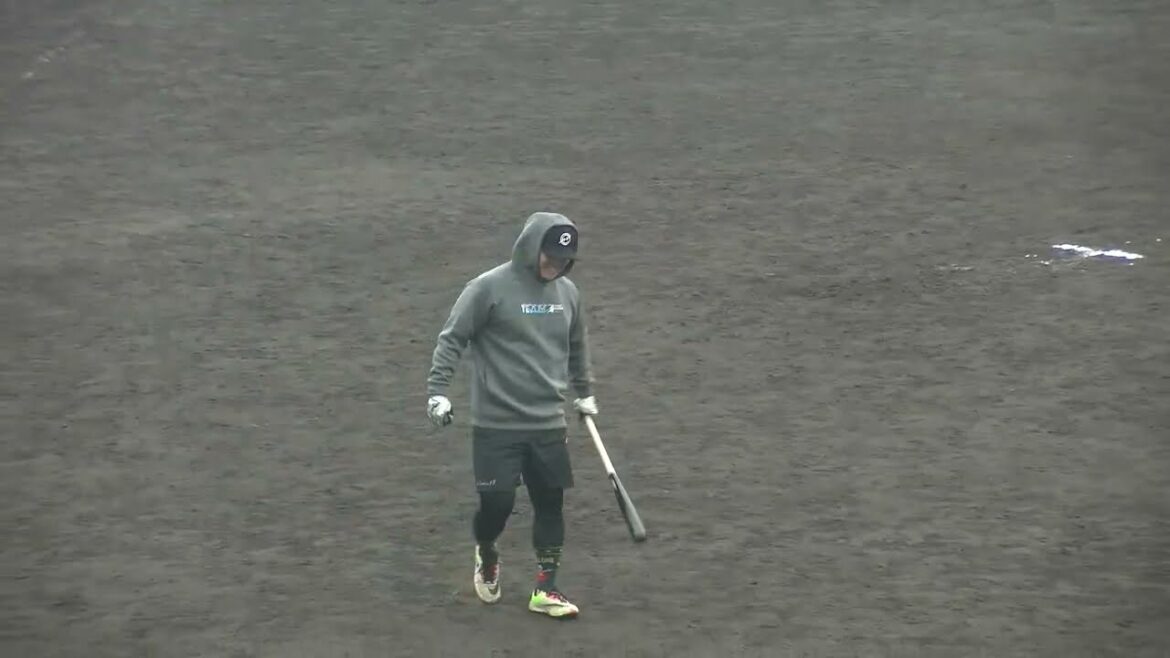 【チーム青柳】生田目翼投手(北海道日本ハムファイターズ)が野球教室で少年野球のピッチャーと対戦 打席の様子 自主トレ 愛鷹球場 2025/1/19