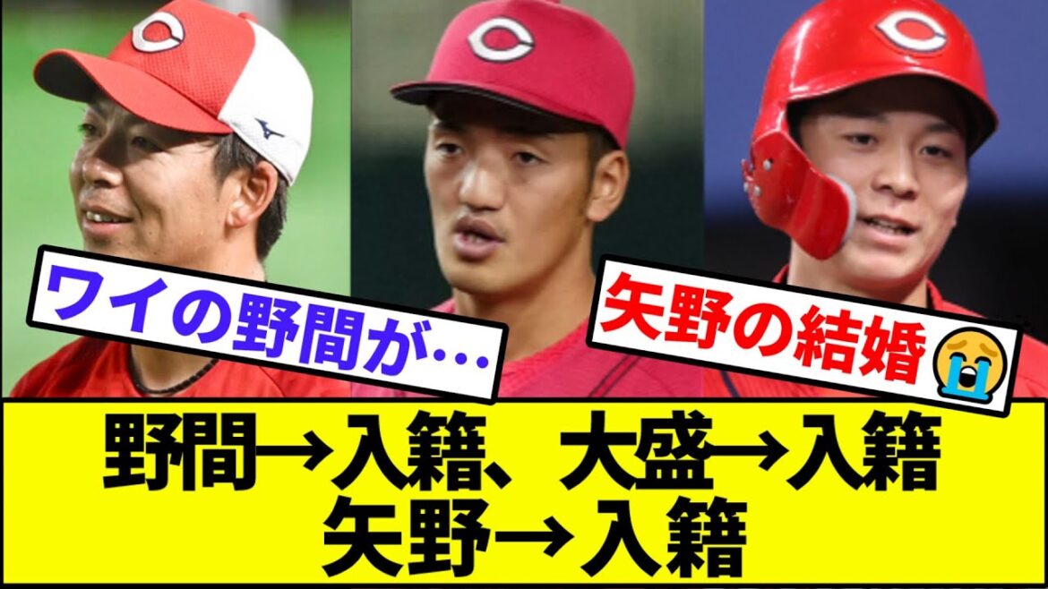 【入籍！入籍！入籍！】野間→入籍、大盛→入籍、矢野→入籍【なんJ反応】【なんG反応】【プロ野球反応集】【2chスレ】【5chスレ】【広島カープ】