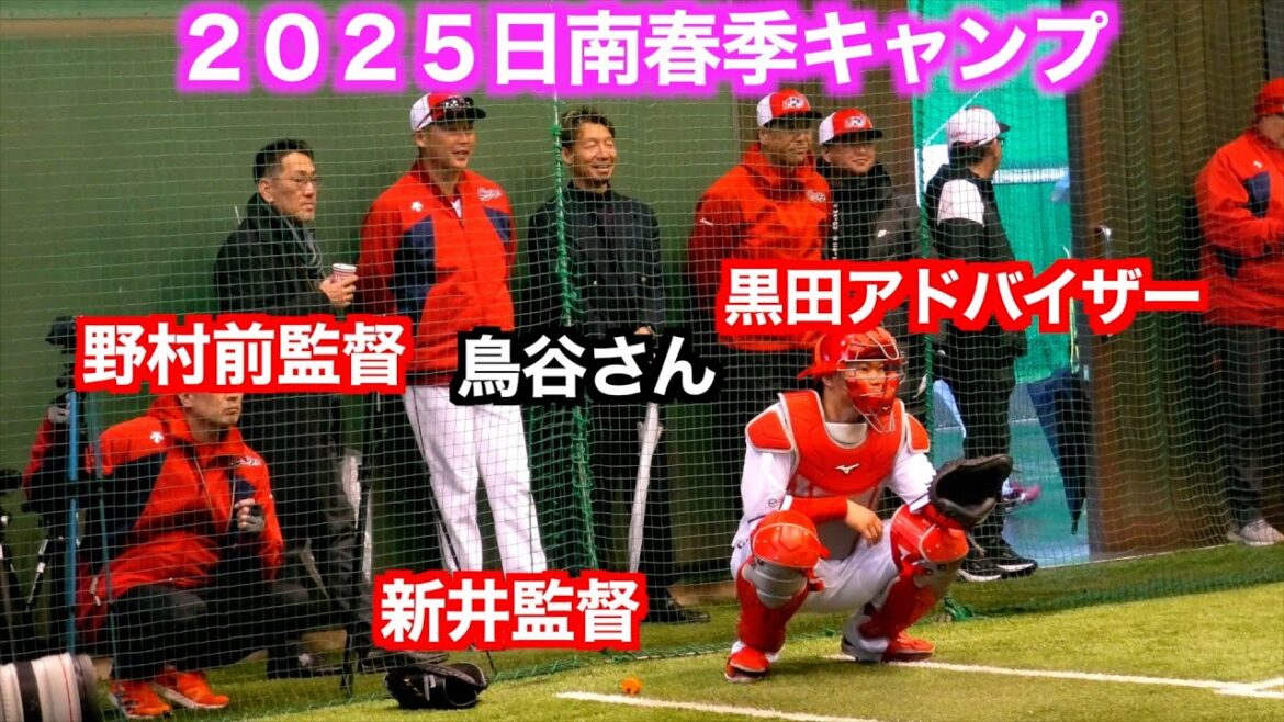 黒田球団アドバイザーキャンプ初日から熱指導　OBの野村謙二郎さん／山内泰幸さん新井監督の阪神時代に仲が良かった鳥谷敬さんも来場【２０２５春季日南】